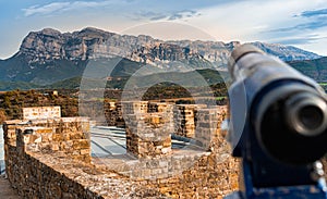 Defensive wall of Ainsa, a town in the Pyrenees. Sobrarbe region