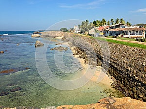 Defensive wall fortress Fort GalÃ© and ocean