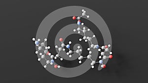 deferoxamine molecular structure, antidotes, ball and stick 3d model, structural chemical formula with colored atoms photo
