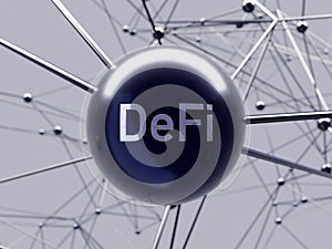 DeFi decentralized finance futuristic metallic node