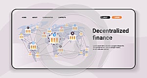 DeFi decentralized finance system cryptocurrency and blockchain technology concept horizontal