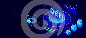 Defi decentralized finance technology isometric vector