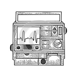 Defibrillator heart cardiac device sketch vector