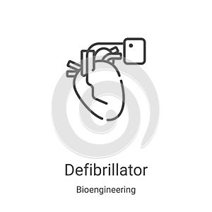 defibrillator icon vector from bioengineering collection. Thin line defibrillator outline icon vector illustration. Linear symbol