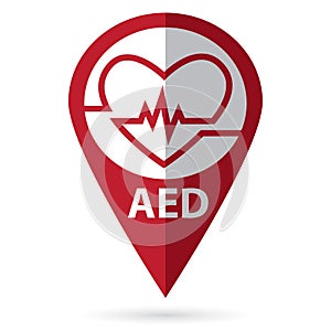 Defibrillator symbol with location icon