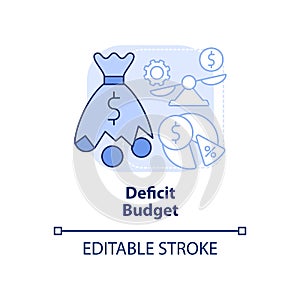 Deficit budget light blue concept icon