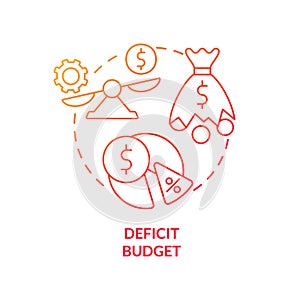 Deficit budget red gradient concept icon