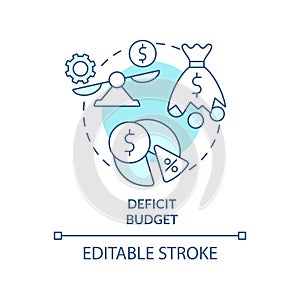 Deficit budget turquoise concept icon