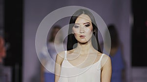 Defile beauty asian woman catwalk closeup japan model show vogue slow motion 4K. photo