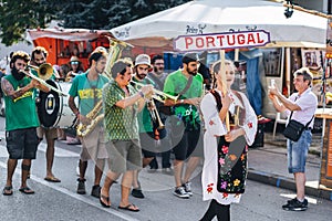 Defile of participants of Dragacevo Trumpet Festival Guca