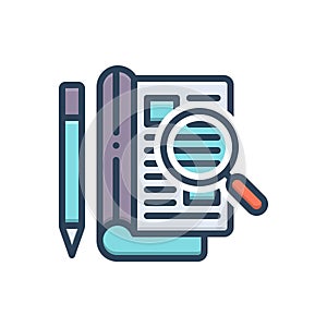 Color illustration icon for Define, explain and document photo