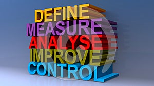 Define measure analyse improve control on blue photo