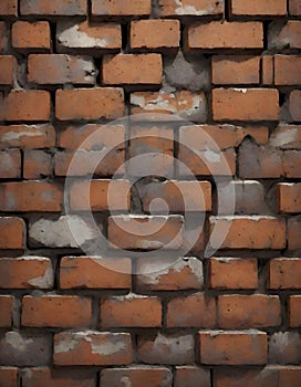 Defined brick wall texture with clear outlines and visible mortar, Generative AI photo
