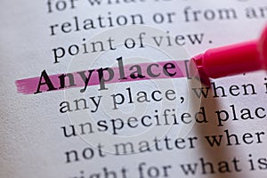 Definition of anyplace