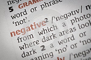 Definition of the dictionary word negative