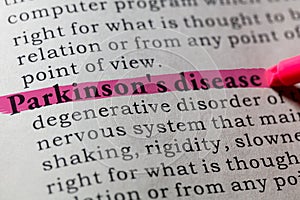 Definition of Parkinson`s disease