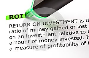 Definition Of Return On Investment ROI