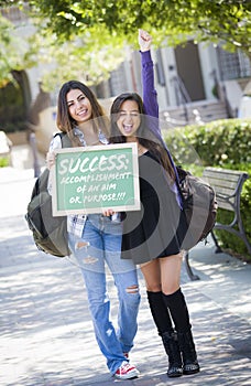 Definition of Success Female Students with Chalkboard