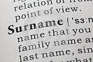 Definition of Surname