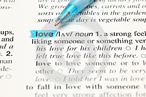 Definition word love in dictionary