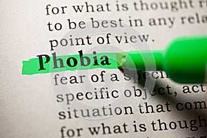 Definition of the word phobia