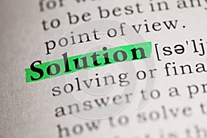Definition of the word Solution