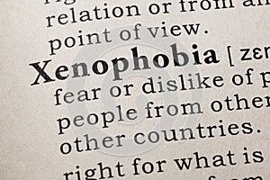 Definition of xenophobia