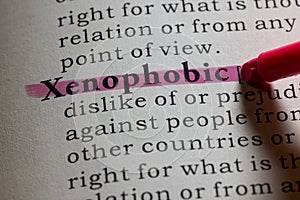 Definition of xenophobic
