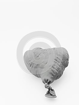 Deflate heart shape balloon in black and white isolated on white background