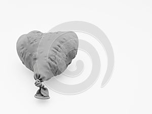 Deflate heart shape balloon in black and white isolated on white background