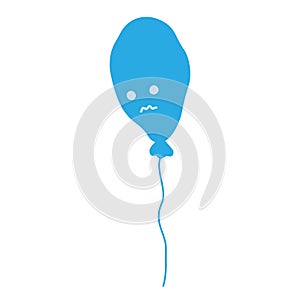 Deflated balloon with sad face in trendy blue shades. Happy Blue Monday greetings design concept