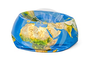 Deflated Earth Globe, 3D rendering
