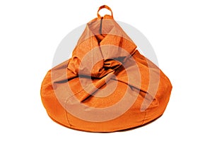 Deflated Orange Bean Bag Chair on White