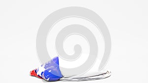 Deflating inflatable piggy bank with printed flag of Chile. Chilean financial crisis related conceptual 3D animation