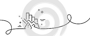 Deflation line icon. Economic crisis sign. Continuous line with curl. Vector