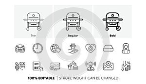 Deflation, Time and Quick tips line icons. For web app, printing. Line icons. Vector