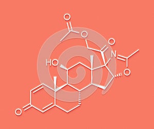 Deflazacort glucocorticoid drug molecule. Skeletal formula.