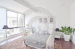 Defocus blur abstract background of modern bedroom