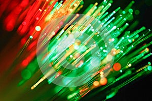 Defocused abstract background of fiber optic cables