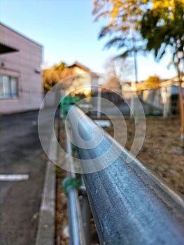 defocused abstract background of road guardrail