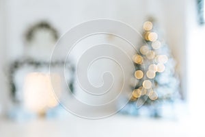 Defocused background Living room with christmas tree