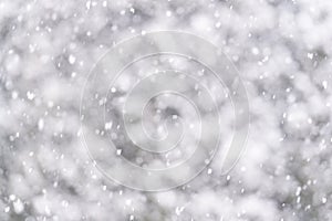 Defocused background of thock soft falling snow