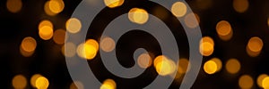 Defocused bokeh lights on black background, an abstract naturally blurred banner
