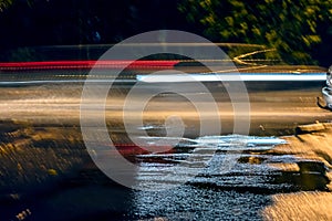 defocused car lights at night. abstract blur night traffic background.