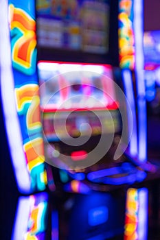 Defocused casino blur with slot machines and lights