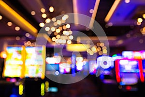 Defocused casino blur with slot machines and lights