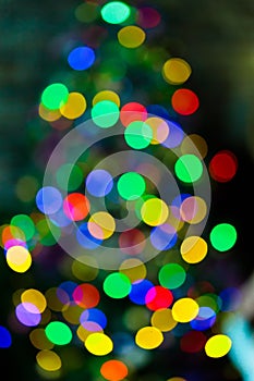 Defocused Christmas tree lights background