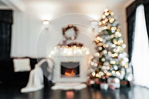 Defocused cozy christmas room