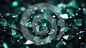 Defocused Green Color Gem in Sparkles Glitter Backdrop