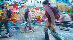 Defocused image 3 In this image a graffiticovered skate park serves as a defocused background as a group of